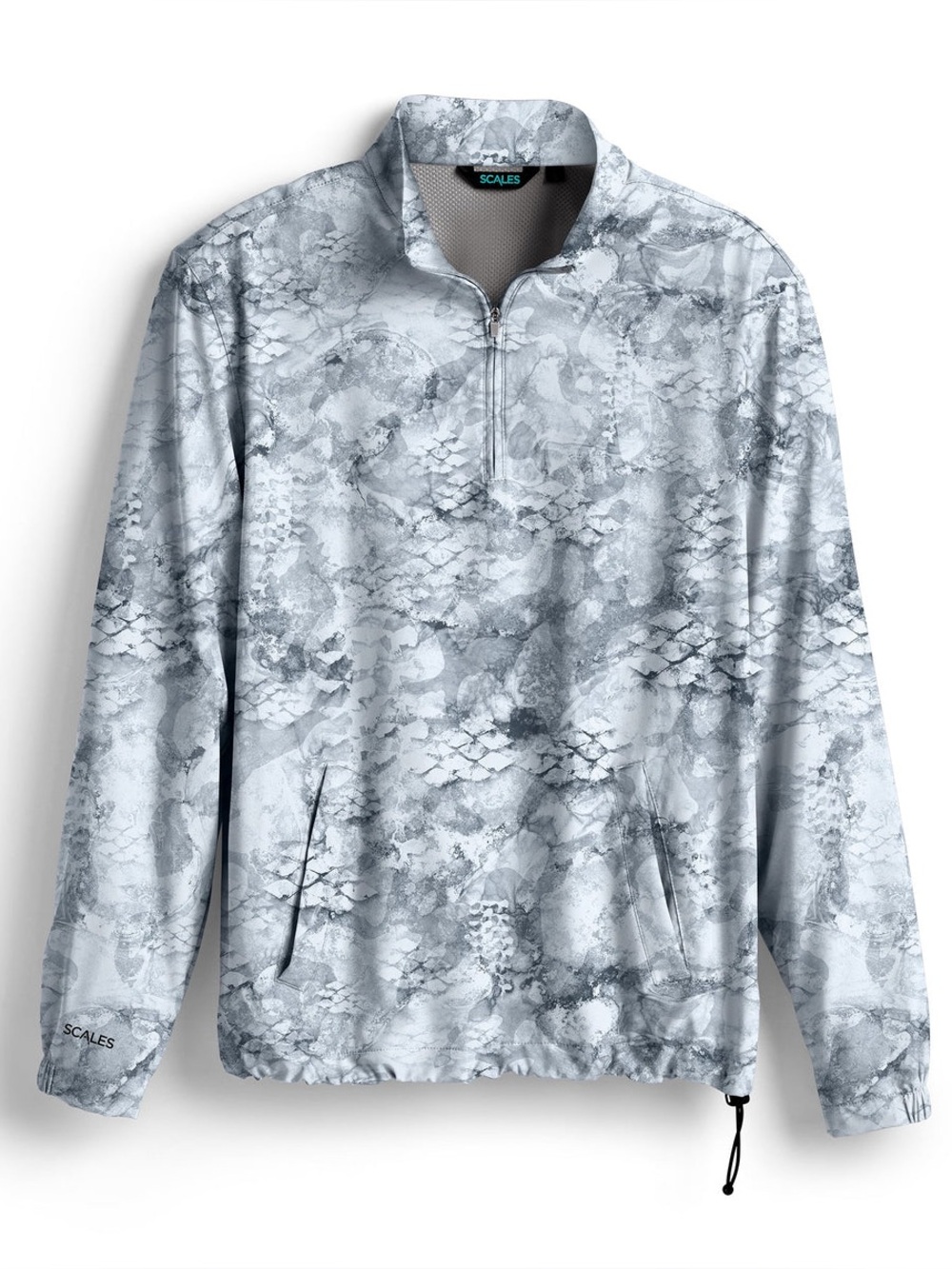 Scales camo quarter zip size XXL mens in blues and grays, Cobblestone Creek logo